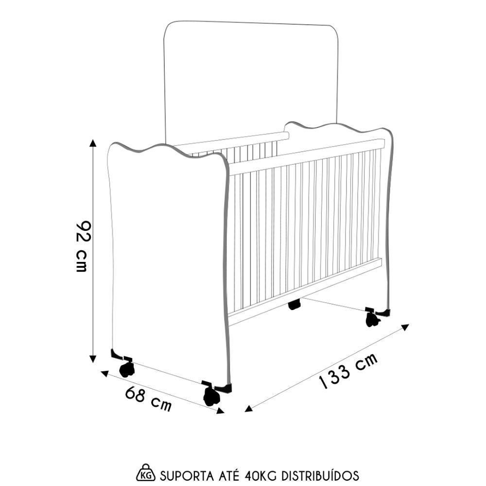 Berço Simples Com Rodízios Doce Sonho Rosa - Qmovi - 4