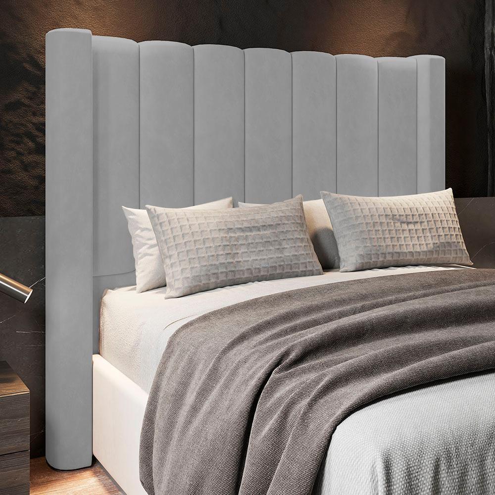Cabeceira Casal Cama Box 140cm Claire Z04 Veludo Cinza - Mpozenato - 2