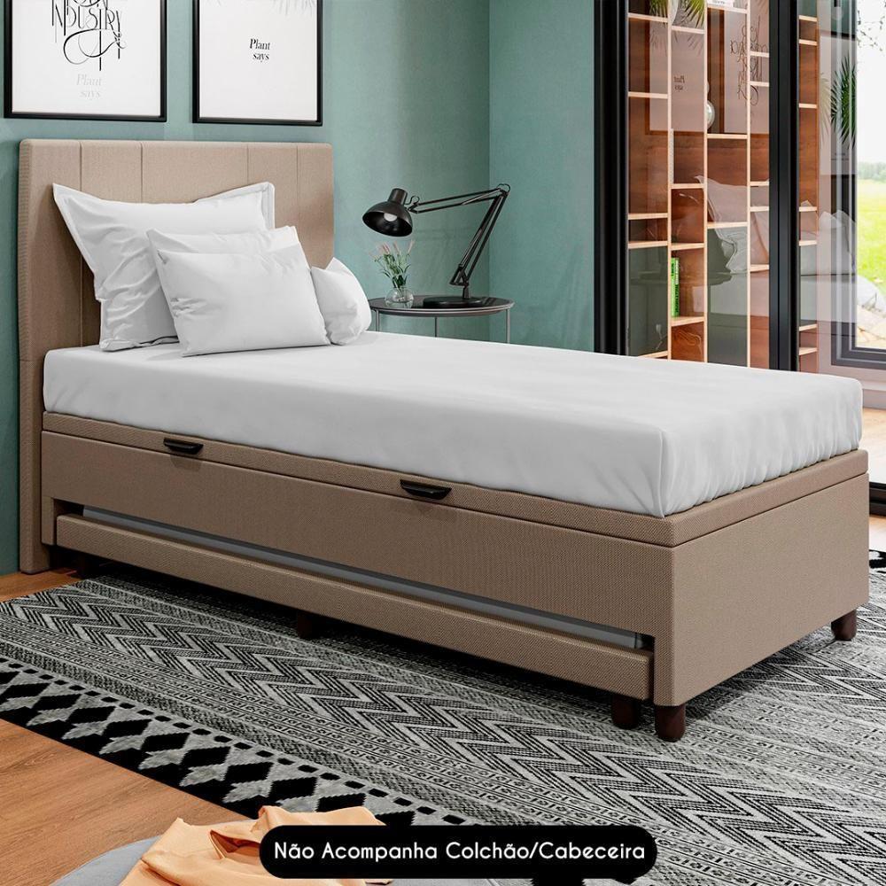 Bicama Box Baú Solteirão 96x188 Cm Samy S05 Linho Bege - Mpozenato - 2