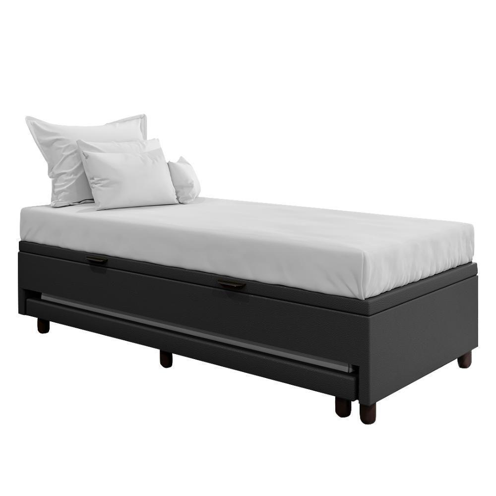 Bicama Box Baú Solteirão 96x188 Cm Samy S05 Sintético Preto - Mpozenato - 1