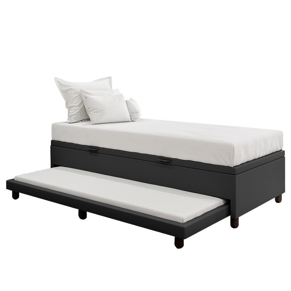 Bicama Box Baú Solteirão 96x188 Cm Samy S05 Sintético Preto - Mpozenato - 6