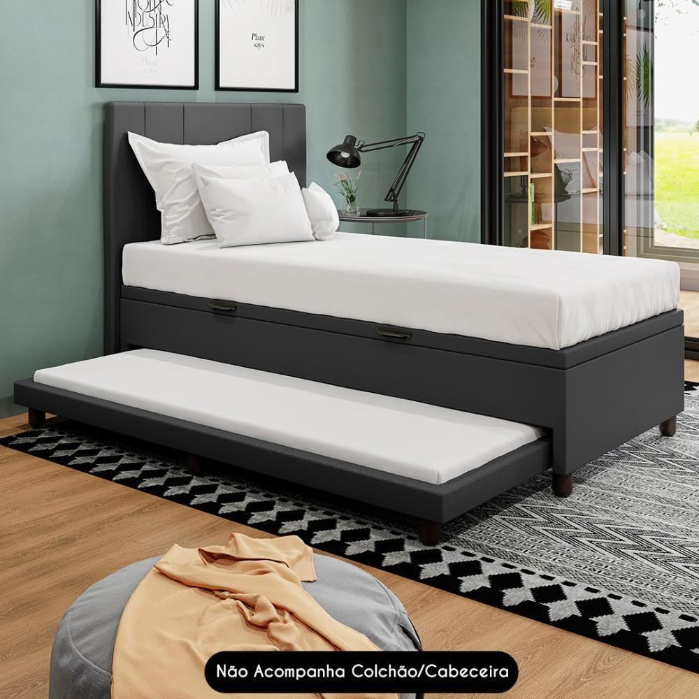 Bicama Box Baú Solteirão 96x188 Cm Samy S05 Sintético Preto - Mpozenato - 7