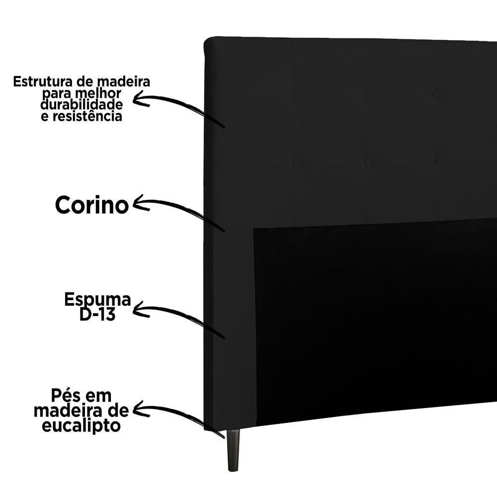 Cabeceira Cama Box Casal 140cm Luna Sintético Preto Z51 - Mpozenato - 3