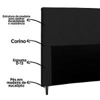 Cabeceira Cama Box Casal 140cm Luna Sintético Preto Z51 - Mpozenato - 3