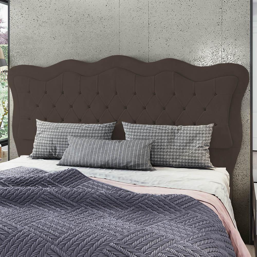Cabeceira Casal Cama Box 140cm Oregon Z04 Veludo Marrom - Mpozenato - 2