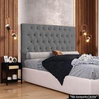 Cabeceira Casal Queen 160cm Cristal Boucle Cinza E 2 Mesas Laterais Plaza Lc1 Preto - Mpozenato - 2