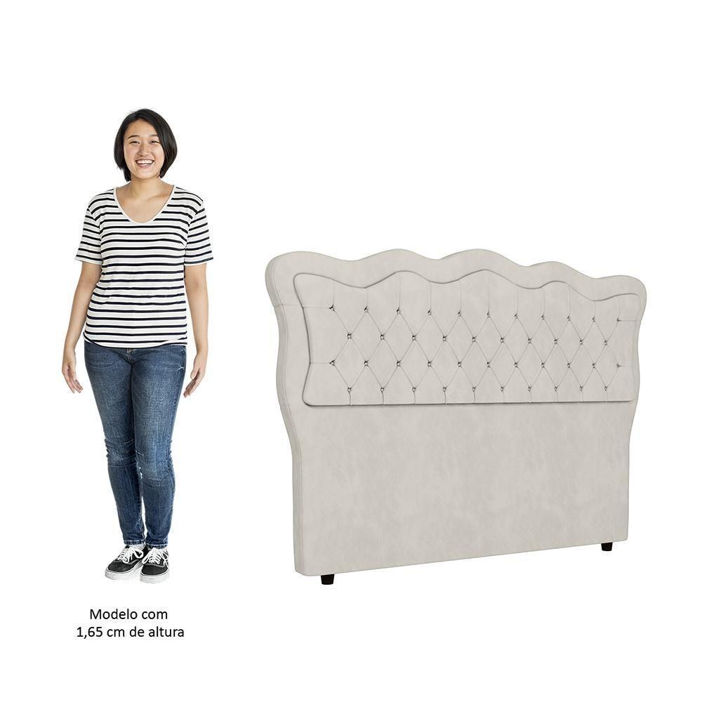 Cabeceira Casal Cama Box 140cm Oregon Z04 Veludo Bege - Mpozenato - 5