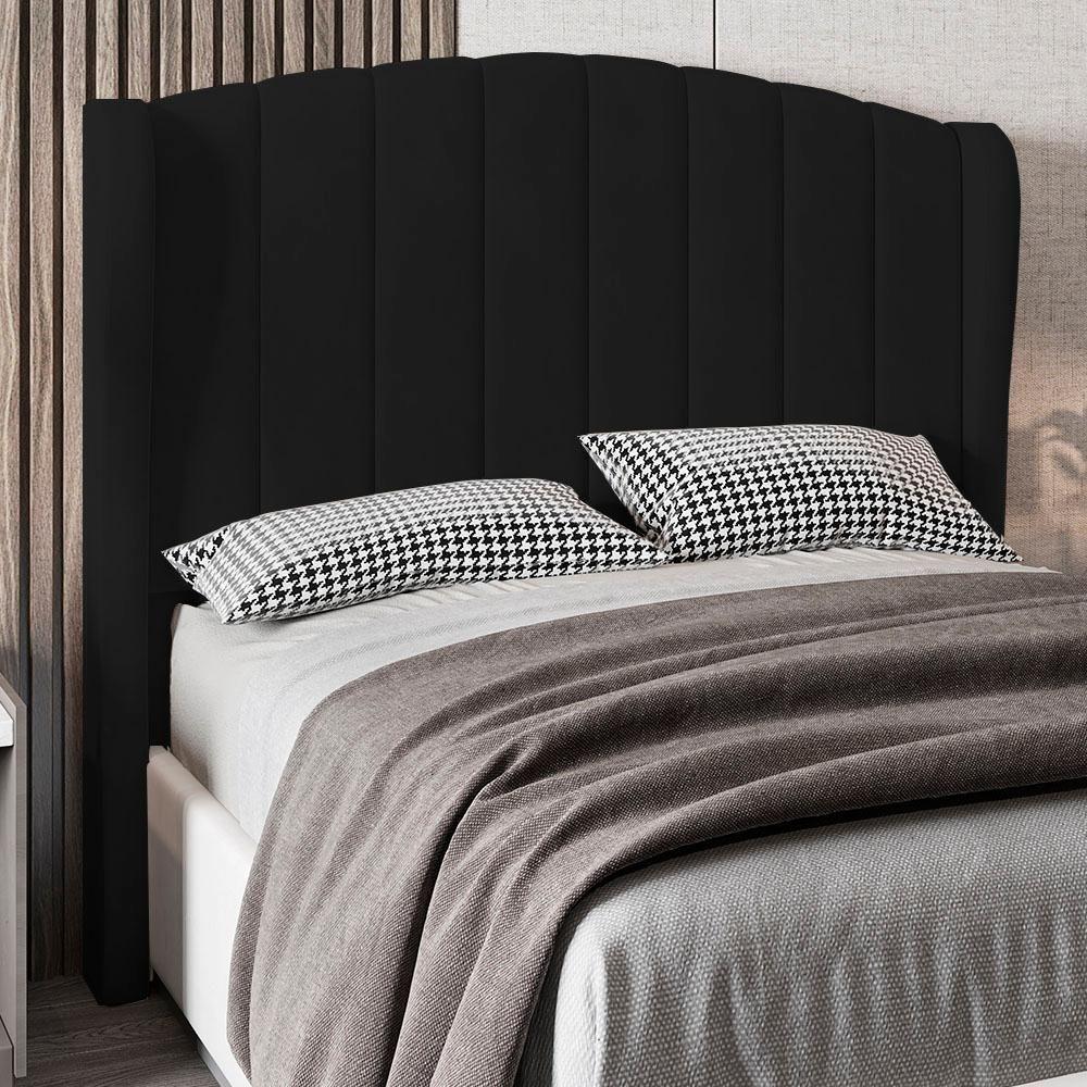 Cabeceira Casal Queen Cama Box 160cm Glenda Z04 Veludo Preto - Mpozenato - 2
