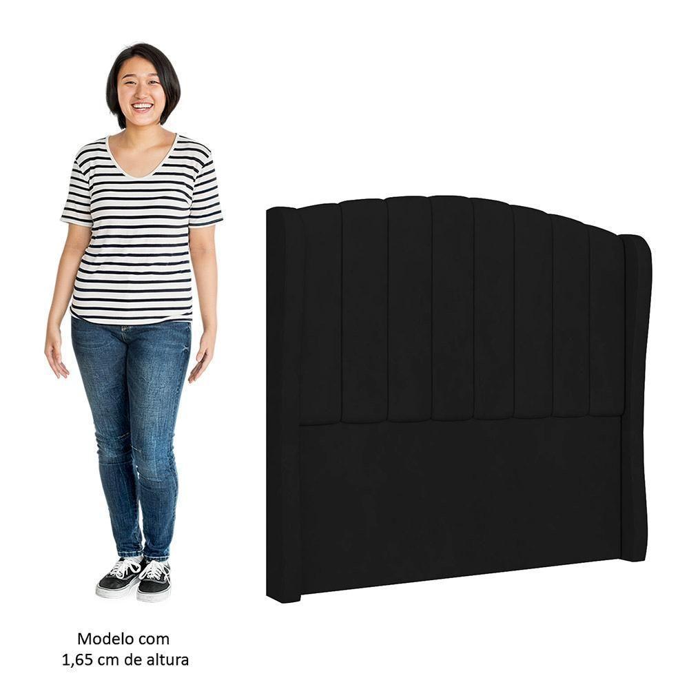 Cabeceira Casal Queen Cama Box 160cm Glenda Z04 Veludo Preto - Mpozenato - 5