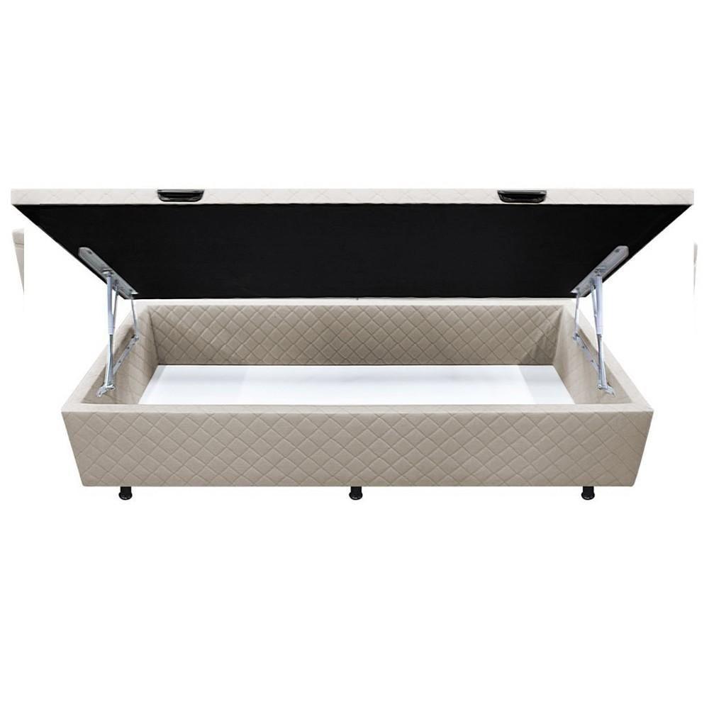 Base Box Baú Para Cama Solteiro 88x188cm Liz S05 Suede Bordado Bege - Mpozenato - 3
