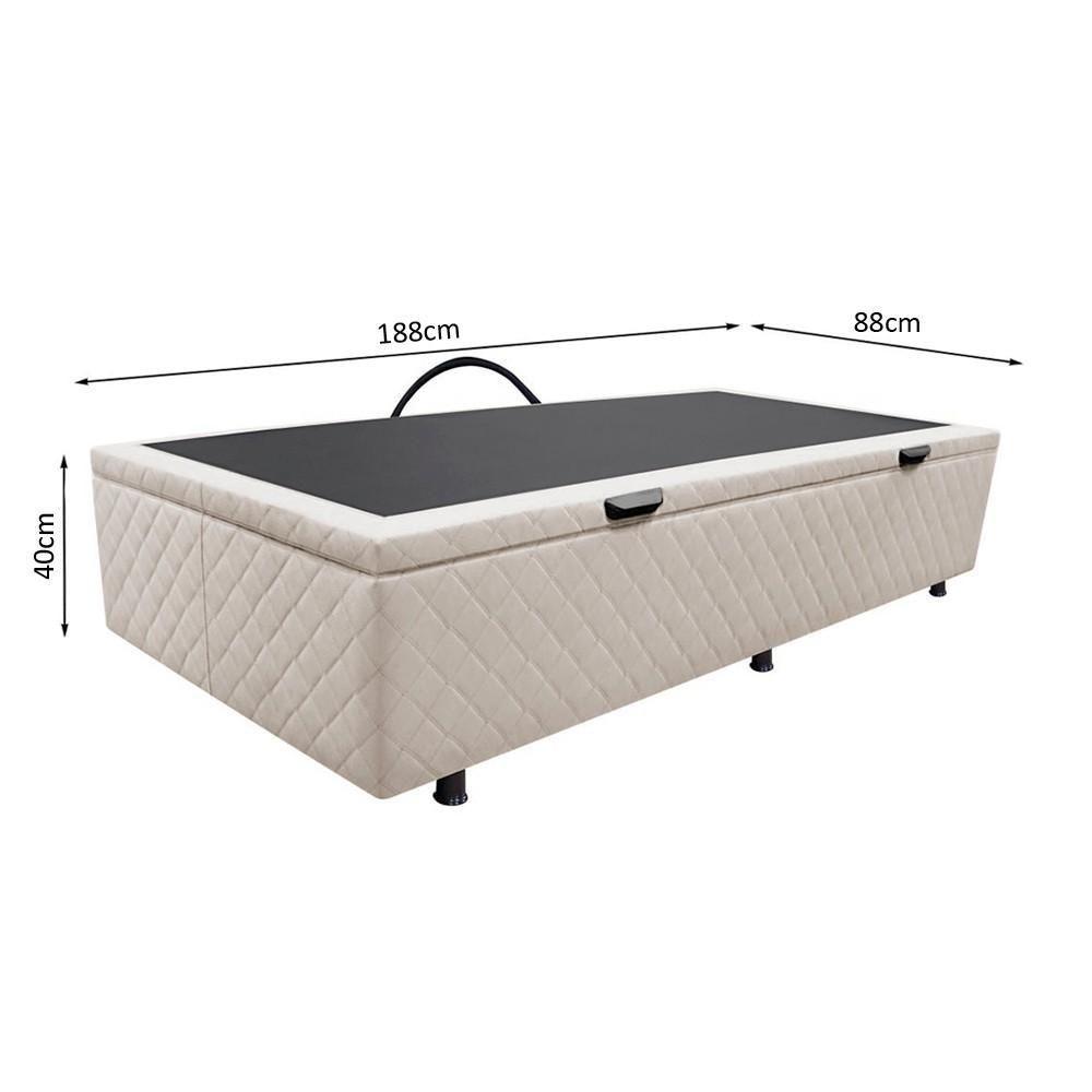 Base Box Baú Para Cama Solteiro 88x188cm Liz S05 Suede Bordado Bege - Mpozenato - 4