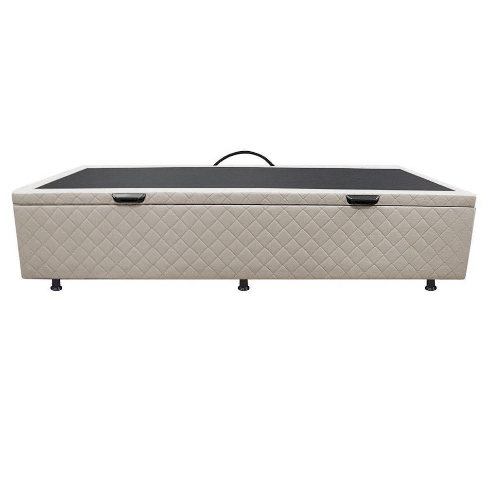 Base Box Baú Para Cama Solteiro 88x188cm Liz S05 Suede Bordado Bege - Mpozenato - 6