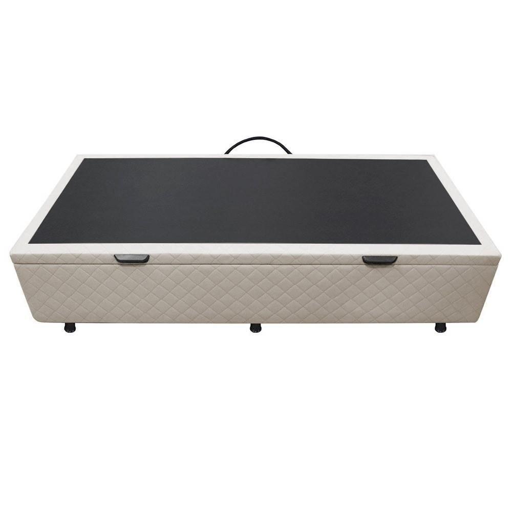 Base Box Baú Para Cama Solteiro 88x188cm Liz S05 Suede Bordado Bege - Mpozenato - 7
