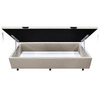 Base Box Baú Para Cama Solteiro 88x188cm Liz S05 Suede Bordado Bege - Mpozenato - 3