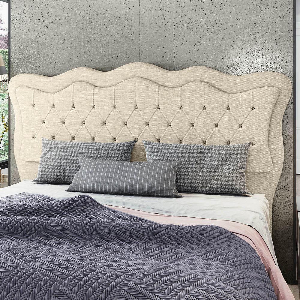 Cabeceira Casal Queen Cama Box 160cm Oregon Z04 Linho Bege - Mpozenato - 2