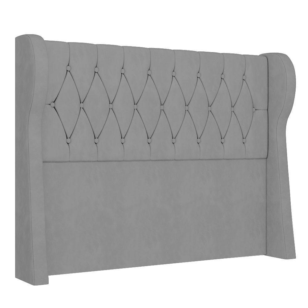 Cabeceira Casal Queen Cama Box 160cm Malva Z04 Veludo Cinza - Mpozenato - 1