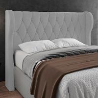 Cabeceira Casal Queen Cama Box 160cm Malva Z04 Veludo Cinza - Mpozenato - 2