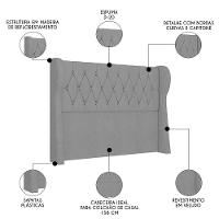 Cabeceira Casal Queen Cama Box 160cm Malva Z04 Veludo Cinza - Mpozenato - 3