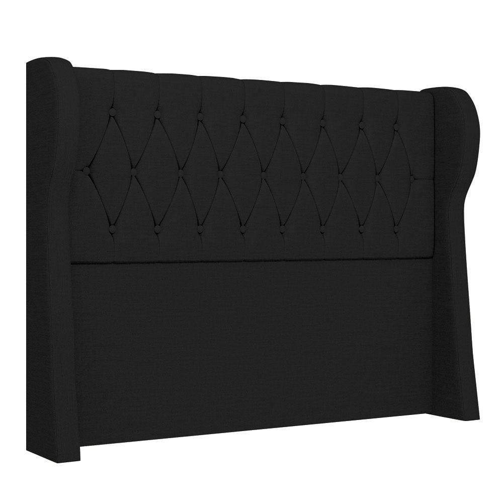 Cabeceira Casal Queen Cama Box 160cm Malva Z04 Linho Preto - Mpozenato - 1