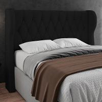 Cabeceira Casal Queen Cama Box 160cm Malva Z04 Linho Preto - Mpozenato - 2
