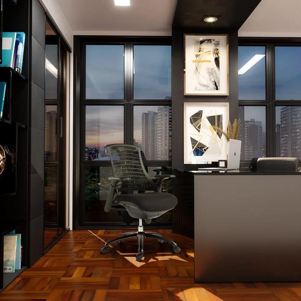 Cadeira De Escritório Diretor Giratória Com Regulagem Dori R02 Sintético Preto - Mpozenato - 2