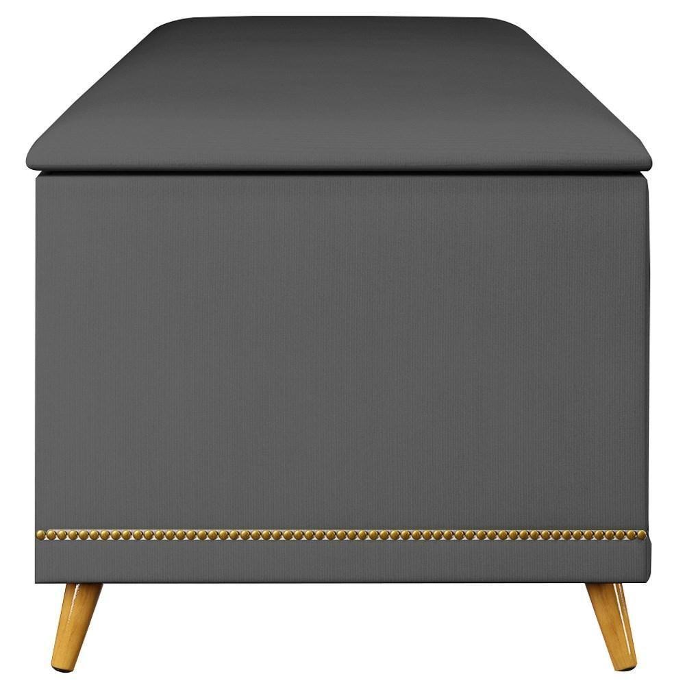 Calçadeira Baú Casal 140cm Com Tachas Imperial J02 Veludo Cinza - Mpozenato - 6