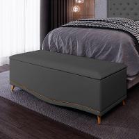 Calçadeira Baú Casal 140cm Com Tachas Imperial J02 Veludo Cinza - Mpozenato - 2