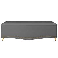 Calçadeira Baú Casal 140cm Com Tachas Imperial J02 Veludo Cinza - Mpozenato - 3