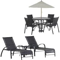 4 Cadeiras Emily Mesa Roma 2 Espreguiçadeiras E Ombrelone Cappuccino - 1