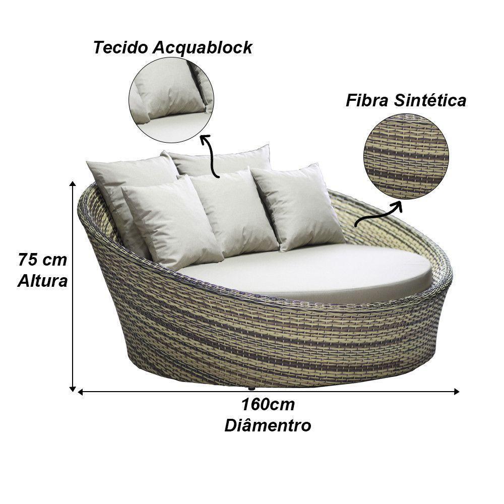 2 Espreguiçadeiras Mesa Roma Chaise Cadeira Emily Ombrelone Cappuccino - 7