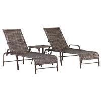 2 Espreguiçadeiras Mesa Roma Chaise Cadeira Emily Ombrelone Cappuccino - 2