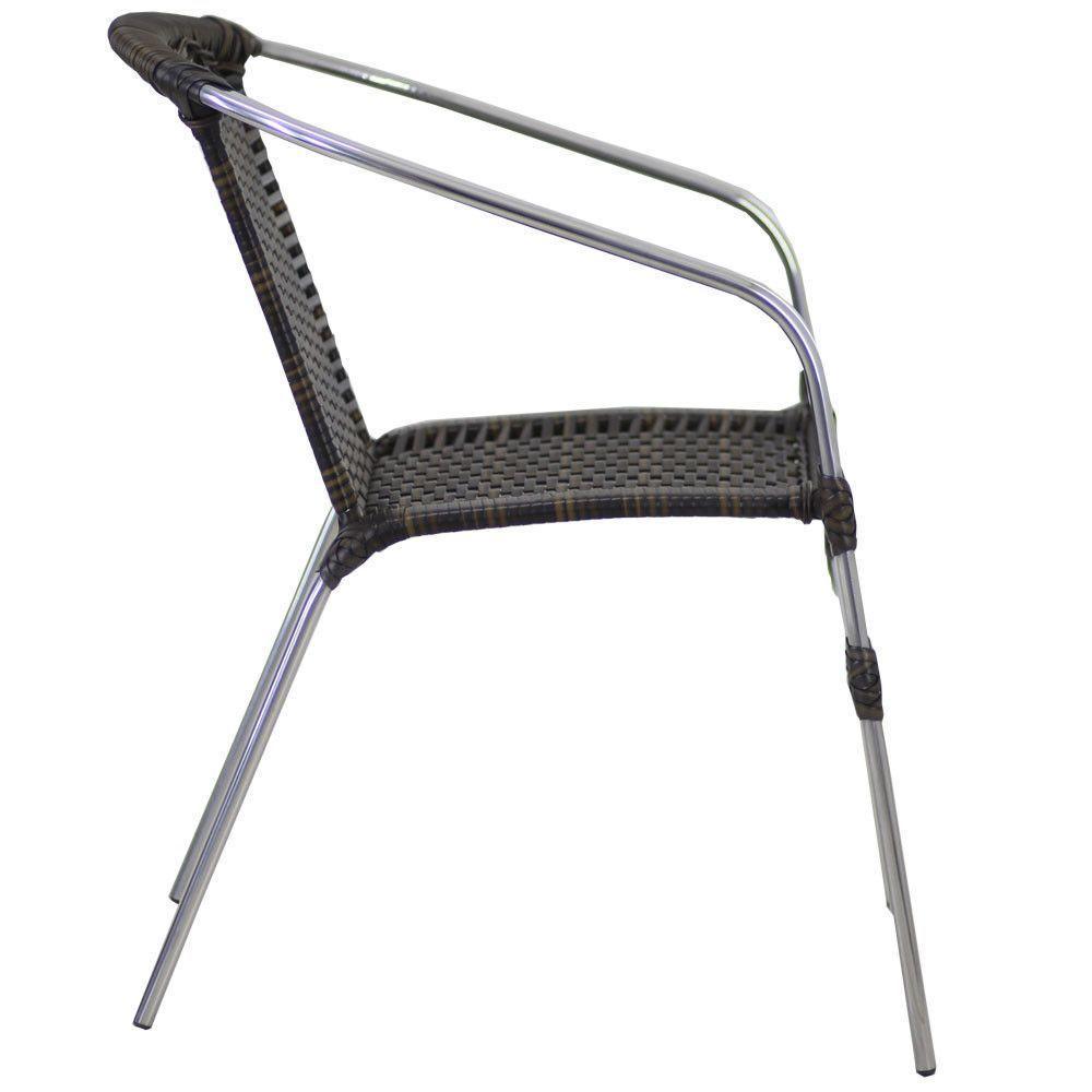 Jogo 6 Cadeiras E Mesa Com Tampo Floripa Alumínio área Trama Pedra Ferro - 4