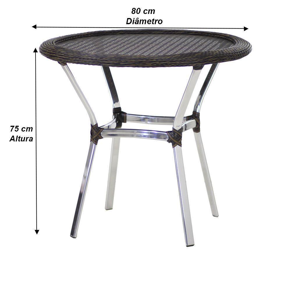 Jogo 6 Cadeiras E Mesa Com Tampo Floripa Alumínio área Trama Pedra Ferro - 6