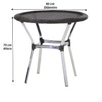 Jogo 6 Cadeiras E Mesa Com Tampo Floripa Alumínio área Trama Pedra Ferro - 6