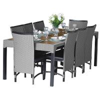 8 Cadeiras Cannes Corda Náutica E Mesa Com Tampo - Trama Prata - 1