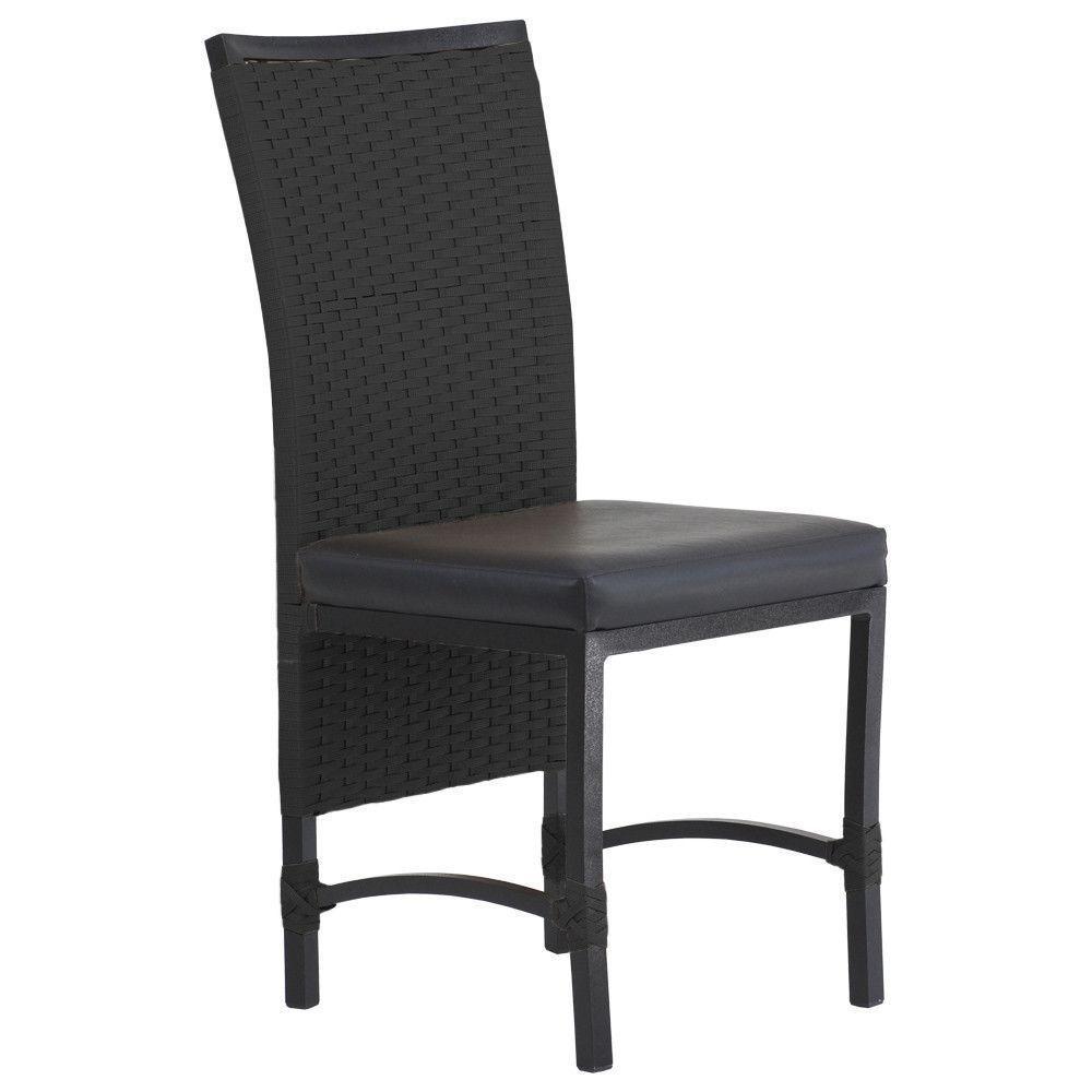 8 Cadeiras Cannes Corda Náutica E Mesa Com Tampo - Trama Preto - 2