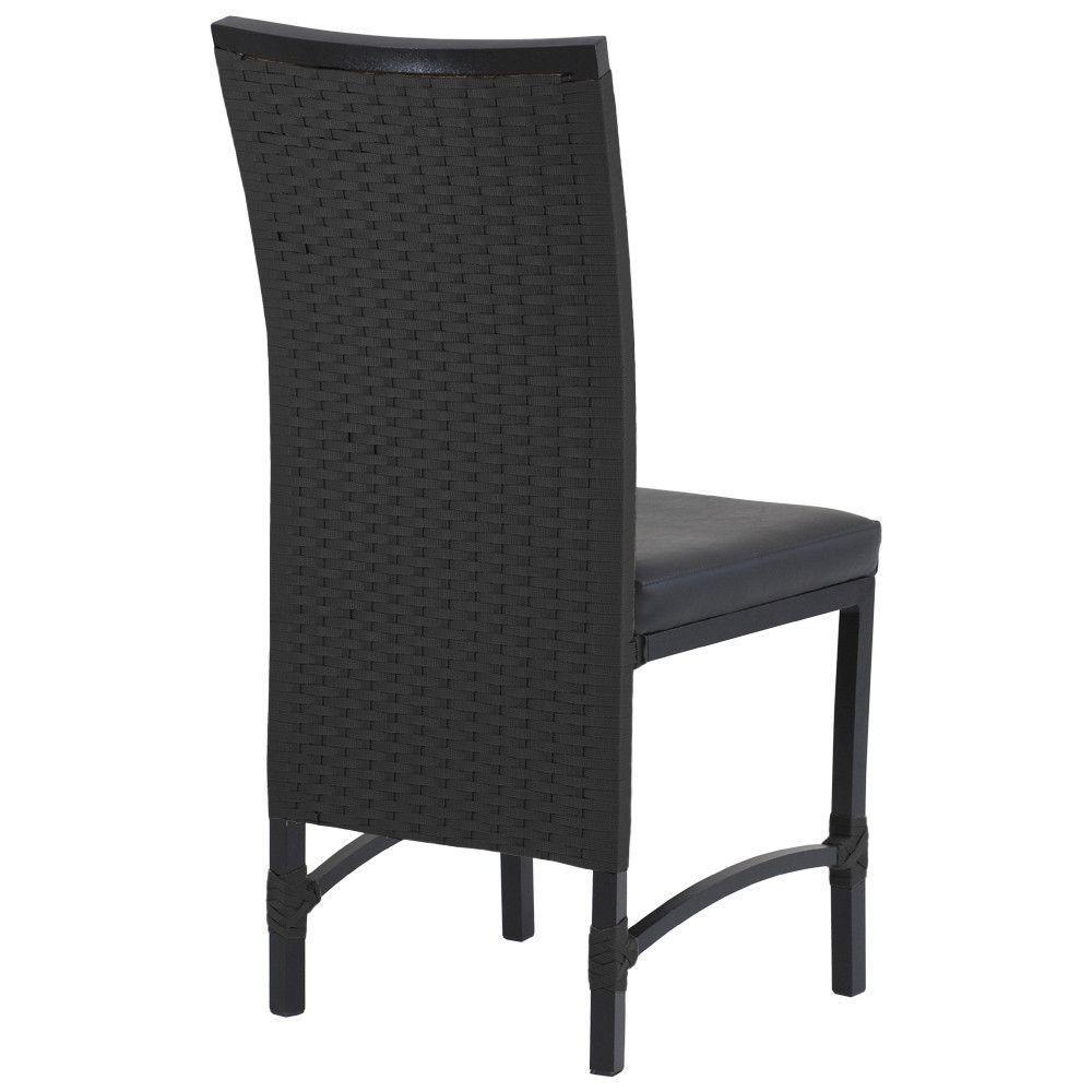 8 Cadeiras Cannes Corda Náutica E Mesa Com Tampo - Trama Preto - 3