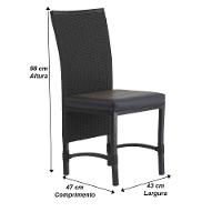 8 Cadeiras Cannes Corda Náutica E Mesa Com Tampo - Trama Preto - 5