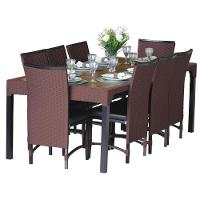 8 Cadeiras Cannes Corda Náutica E Mesa Com Tampo - Trama Marrom - 1