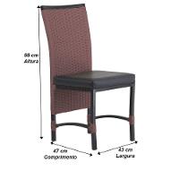 8 Cadeiras Cannes Corda Náutica E Mesa Com Tampo - Trama Marrom - 5