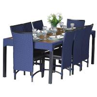 8 Cadeiras Cannes Corda Náutica E Mesa Com Tampo - Trama Azul - 1