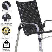 Jogo 6 Cadeiras E Mesa Varada Alumínio Jardim Trama Fibra Preto