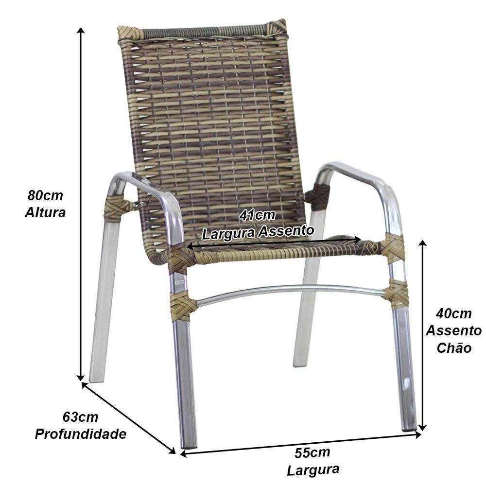 Jogo 6 Cadeiras E Mesa Varada Alumínio Jardim Trama Fibra Cappuccino - 4