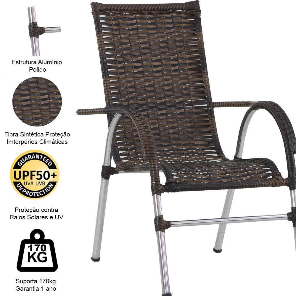 6 Cadeiras Alumínio E Mesa Tampo Varanda Jardim Piscina Argila - 7