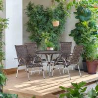 6 Cadeiras Alumínio E Mesa Tampo Varanda Jardim Piscina Argila - 2