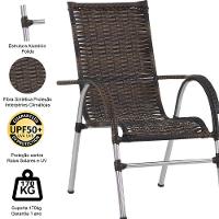 6 Cadeiras Alumínio E Mesa Tampo Varanda Jardim Piscina Argila - 7