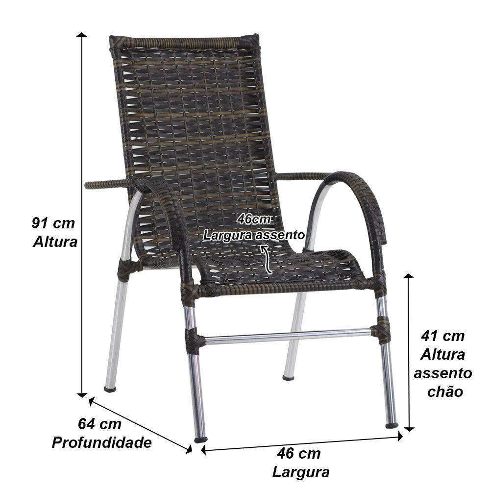 6 Cadeiras Alumínio E Mesa Tampo Varanda Jardim Piscina Pedra Ferro - 4