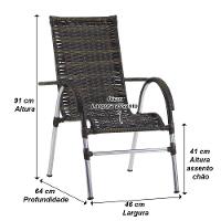 6 Cadeiras Alumínio E Mesa Tampo Varanda Jardim Piscina Pedra Ferro