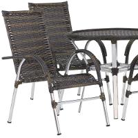 6 Cadeiras Alumínio E Mesa Tampo Varanda Jardim Piscina Pedra Ferro - 6