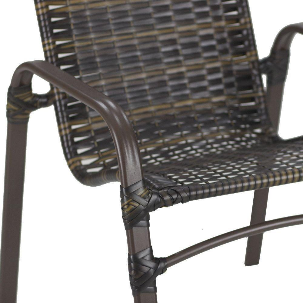 6 Cadeiras E Mesa 80cm Tampo Ripado Alumínio Piscina Jardim Pedra Ferro - 3